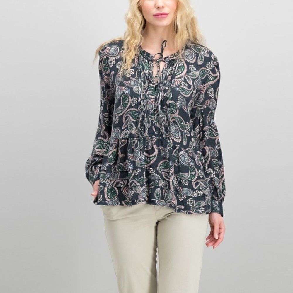 William Rast Paisley Peasant Blouse Boho XS